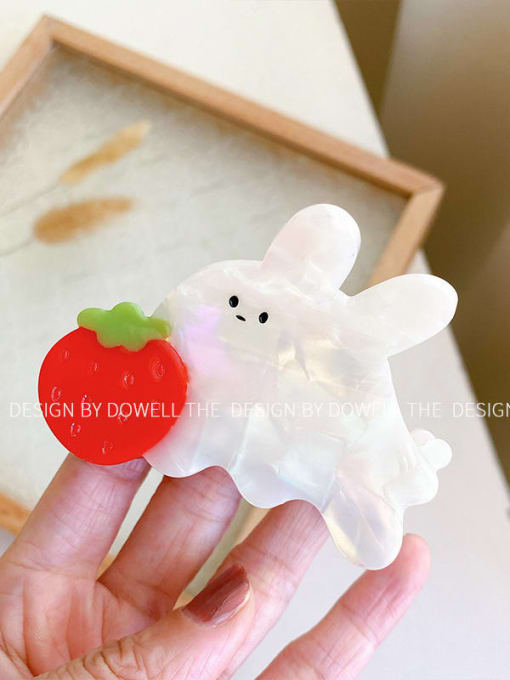 Little white rabbit Cellulose Acetate Trend Icon Alloy Multi Color Jaw Hair Claw