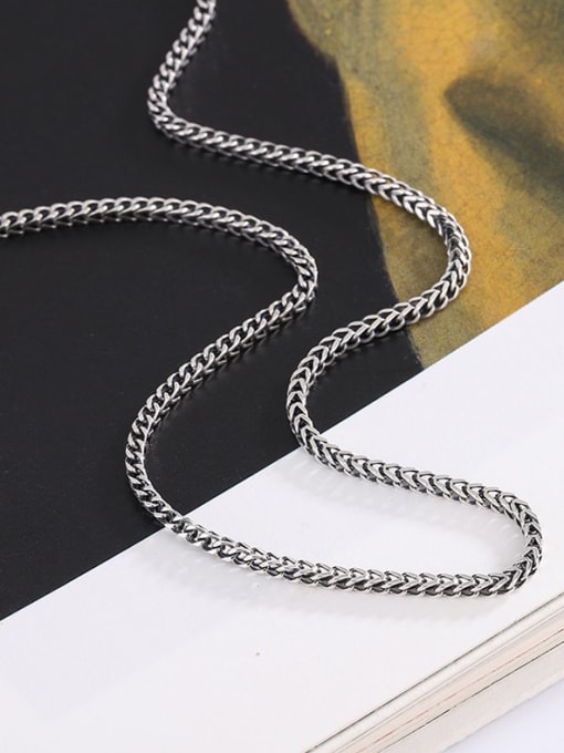 KDP-Silver 925 Sterling Silver Geometric Artisan Chain Necklace 3