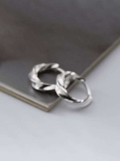 Silver 925 Sterling Silver Geometric Minimalist Huggie Earring