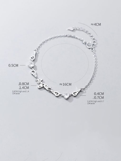 Rosh 925 Sterling Silver Cubic Zirconia  Letter Minimalist Bracelet 3