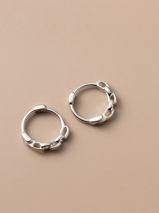 small silver 1.4cm 925 Sterling Silver Geometric Minimalist Hoop Earring