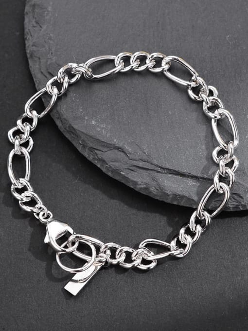JENNY 925 Sterling Silver Hollow Geometric Chain Vintage Link Bracelet