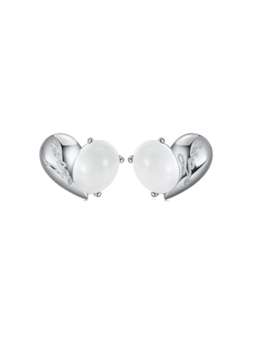 RINNTIN 925 Sterling Silver Moonstone Heart Vintage Stud Earring 3