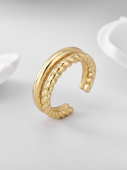 CHARME Brass Irregular Minimalist  Twist Double Layer  Stackable Ring 2