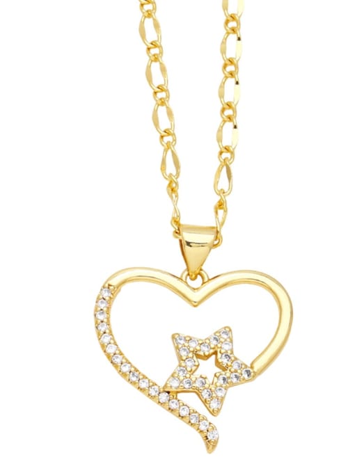 C Brass Cubic Zirconia  Heart Trend Necklace