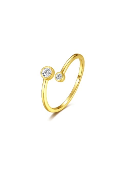 SR23021708 925 Sterling Silver Rhinestone Geometric Minimalist Band Ring