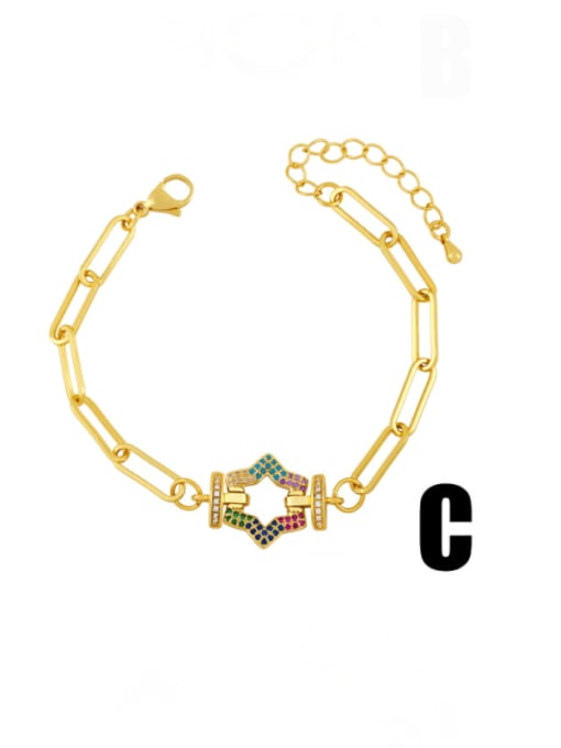 C Brass Cubic Zirconia Moon Vintage Bracelet