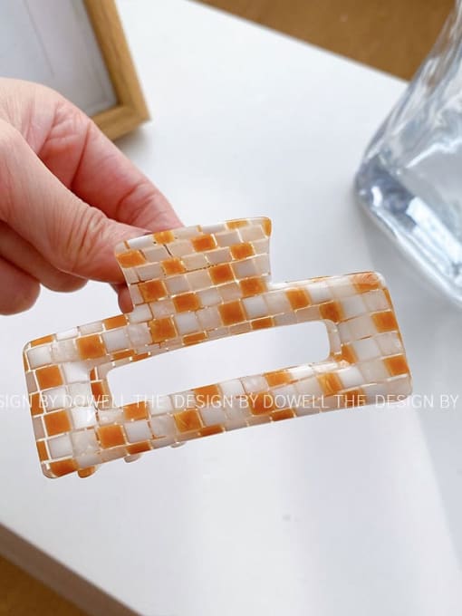 Orange white grid 8.5cm Cellulose Acetate Trend Geometric Alloy Multi Color Jaw Hair Claw