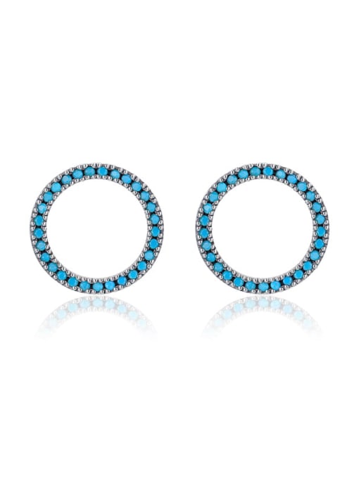 RHE1017 925 Sterling Silver Turquoise Geometric Minimalist Stud Earring