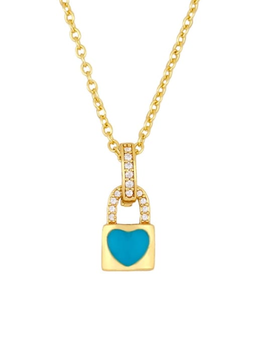 CC Brass Enamel Heart Vintage Necklace 0