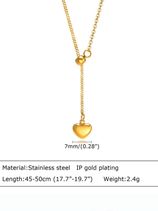 LI MUMU Titanium Steel Heart Tassel Minimalist Lariat Necklace 3