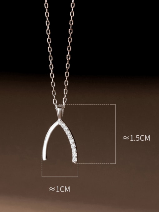 Rosh 925 Sterling Silver Cubic Zirconia Geometric Minimalist V Shape Pendant Necklace 2