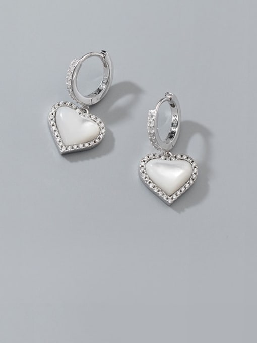 Rosh 925 Sterling Silver Shell Heart Minimalist Huggie Earring 2