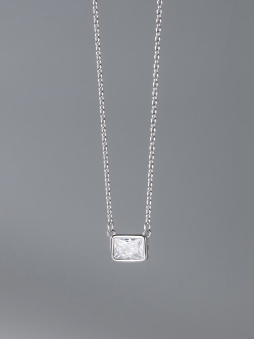 Rosh 925 Sterling Silver Cubic Zirconia Geometric Minimalist Necklace 2