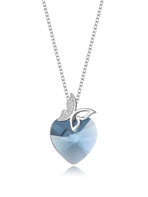 JYXZ 006 (denim) 925 Sterling Silver Austrian Crystal Heart Classic Necklace