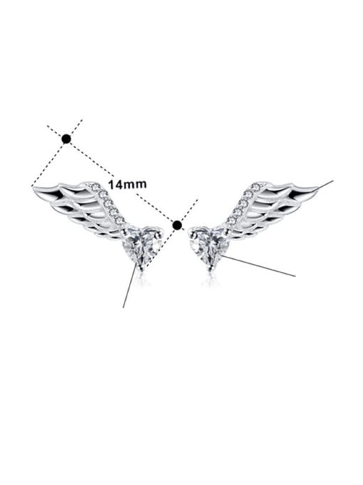 RINNTIN 925 Sterling Silver Cubic Zirconia Wing Cute Stud Earring 2