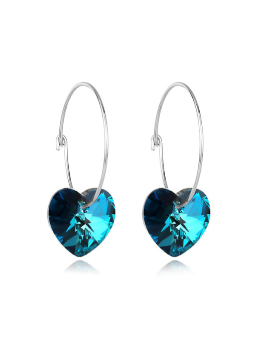 JYEH 020 (gradual blue) 925 Sterling Silver Austrian Crystal Heart Classic Hook Earring