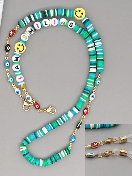 RT N200007D Stainless steel Bead Multi Color Polymer Clay Letter Bohemia Hand-woven Necklace