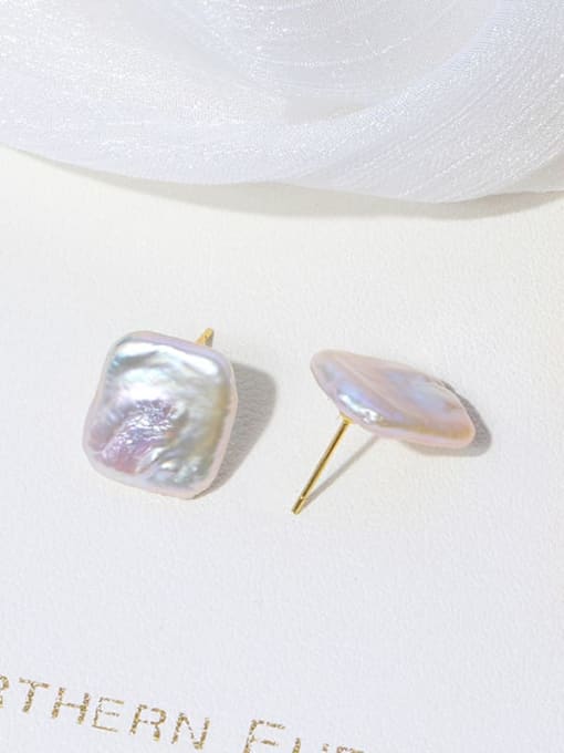RAIN Brass Freshwater Pearl  Minimalist Geometric Earring and Necklace Set 3