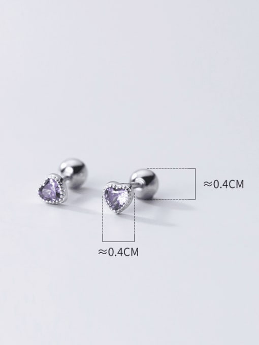 Rosh 925 Sterling Silver Cubic Zirconia Heart Cute Stud Earring 2