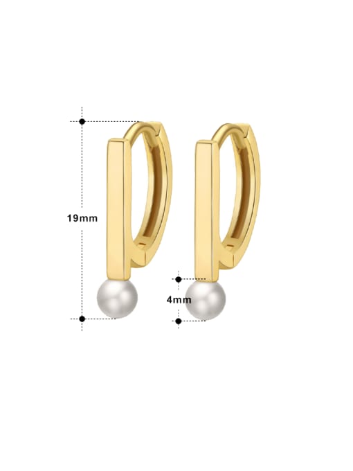 RINNTIN 925 Sterling Silver Freshwater Pearl Geometric Minimalist Huggie Earring 3