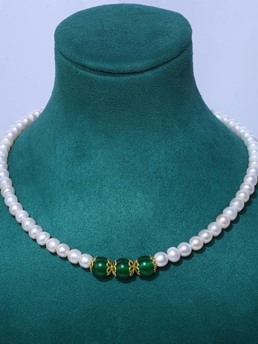 RAIN Brass Freshwater Pearl Round Vintage Beaded Necklace 2
