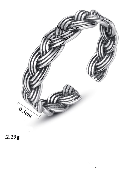 CCUI 925 Sterling Silver Irish Vintage Multi Stripe Twist Free Size ring 2