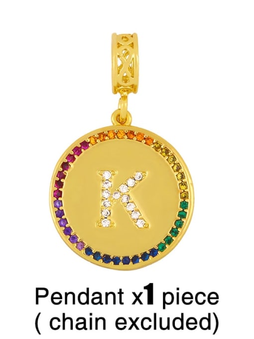 K (excluding chain) Copper Cubic Zirconia Rround Letter Minimalist Pendant