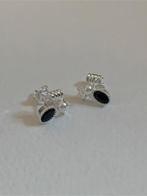 Boomer Cat 925 Sterling Silver Cubic Zirconia Bowknot Vintage Stud Earring 4
