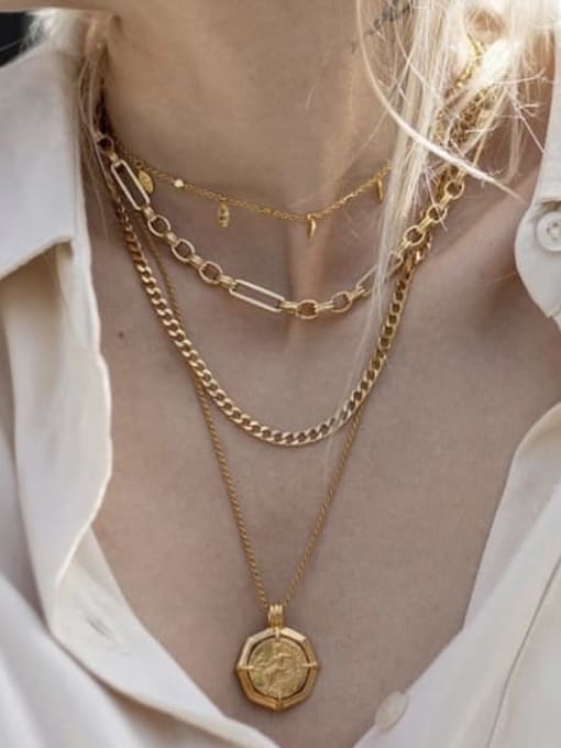 LI MUMU Brass Geometric chain Minimalist Necklace 1
