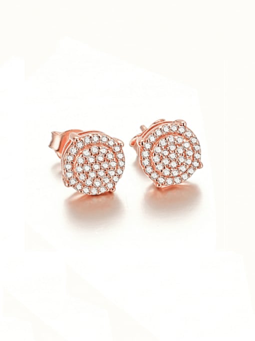 rose gold 925 Sterling Silver Cubic Zirconia Square Classic Stud Earring