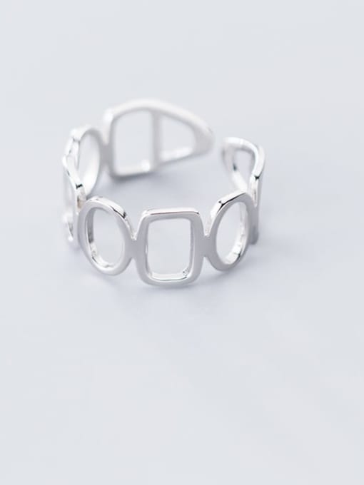 Rosh 925 Sterling Silver Hollow Geometric Minimalist Free Size Ring