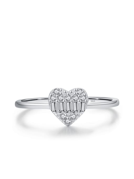 heart-shaped 925 Sterling Silver Cubic Zirconia Heart Dainty Band Ring