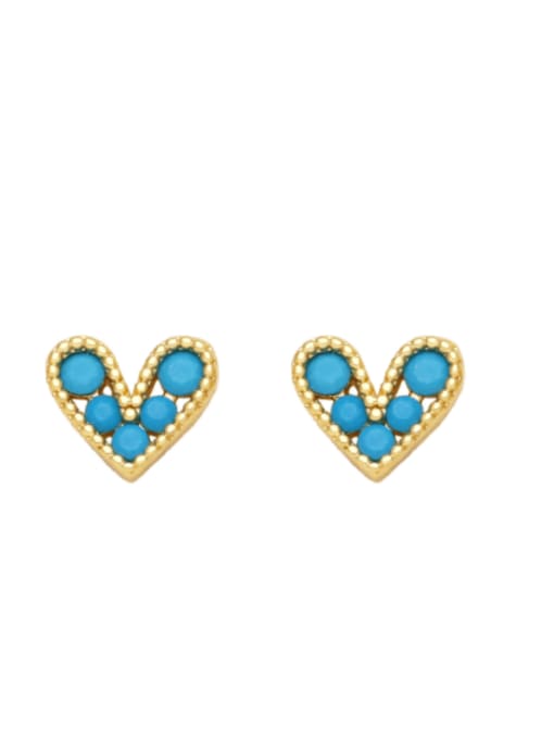 CC Brass Cubic Zirconia Heart Cute Stud Earring 2