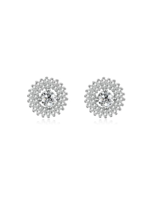 BC-Swarovski Elements 925 Sterling Silver Cubic Zirconia Flower Dainty Stud Earring 0