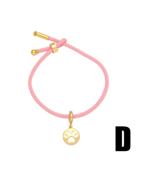 D Pink Brass Cubic Zirconia Heart Bear Minimalist Link Bracelet