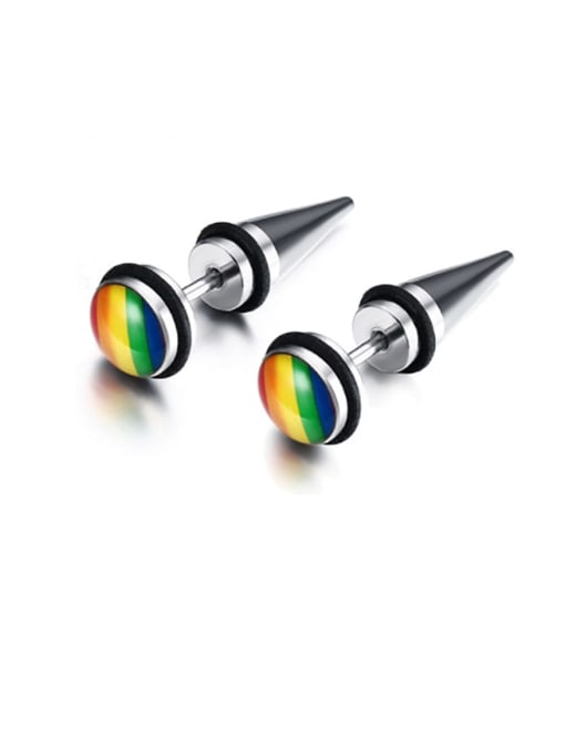 CONG Titanium Steel Enamel Geometric Minimalist Stud Earring 0