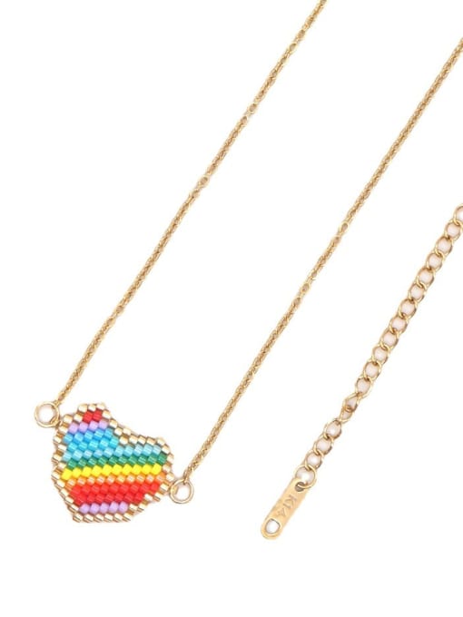 Roxi Stainless steel Multi Color Miyuki beads Heart Bohemia Necklace 3