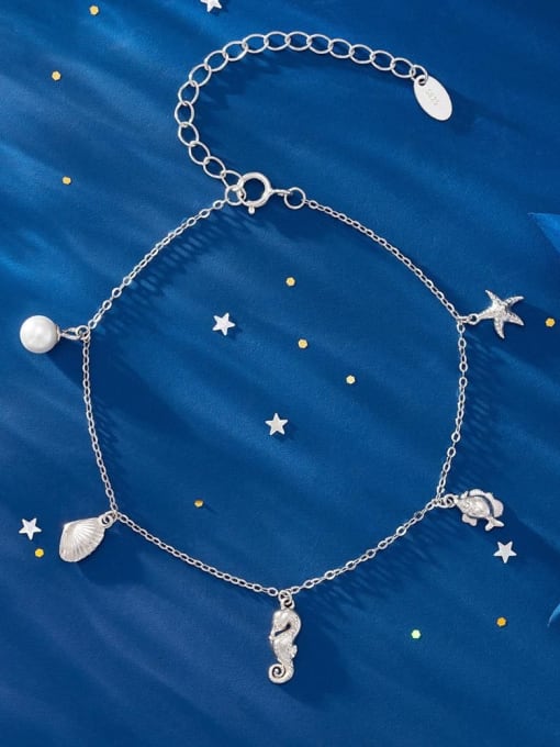 RINNTIN 925 Sterling Silver Sea  Star Minimalist Link Bracelet 2