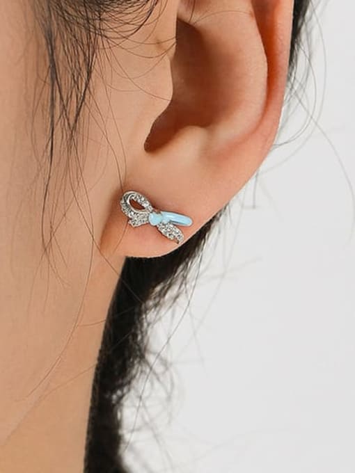 MODN 925 Sterling Silver Enamel Minimalist Bowknot  Earring and Necklace Set 1