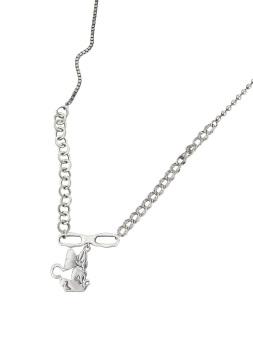 SHUI Vintage Sterling Silver With Platinum Plated Cute Mickey Mouse Necklaces 0
