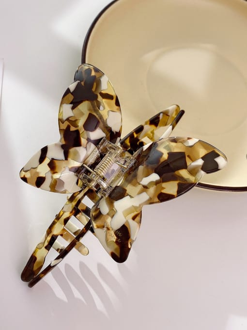 Yellow coffee color 12cm Cellulose Acetate Trend Butterfly Alloy Multi Color Jaw Hair Claw