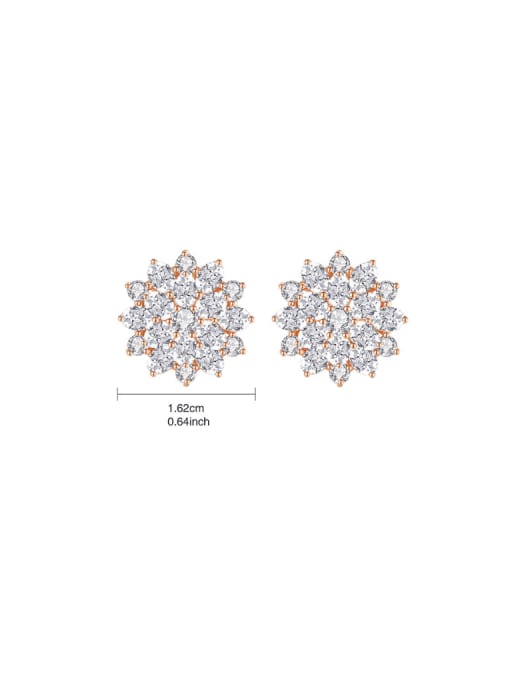 E15042407 RG Brass Cubic Zirconia Flower Luxury Cluster Earring