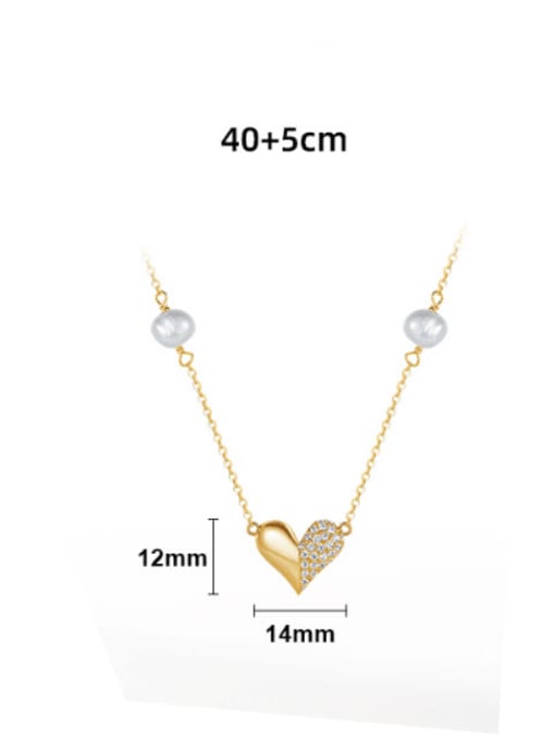 Pearl size approximately: 34mm, 925 Sterling Silver Imitation Pearl Heart Minimalist Necklace