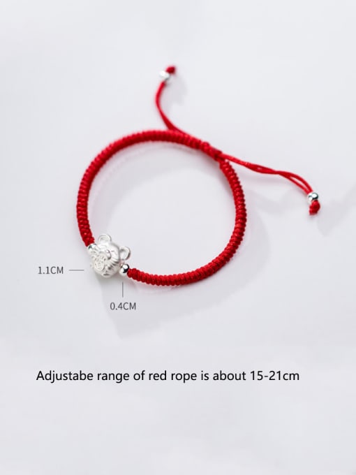 FAN 999 Fine Silver With  Mouse Red Rope Hand Woven Bracelets 1