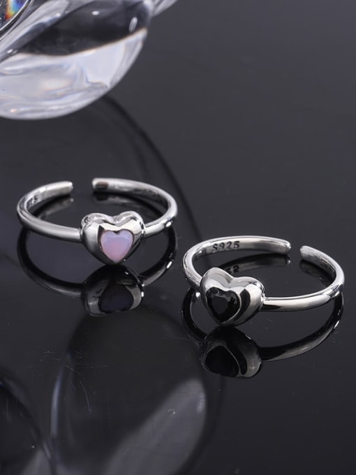 KDP-Silver 925 Sterling Silver Cubic Zirconia Heart Minimalist Band Ring 0