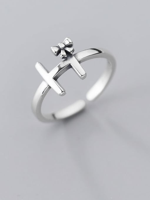 Rosh 925 Sterling Silver Cross Vintage Free Size Ring 1