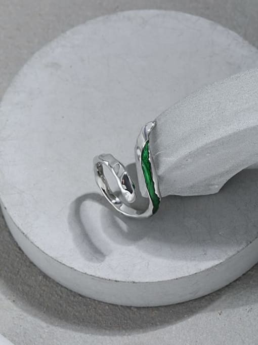 DAKA 925 Sterling Silver Enamel Irregular Minimalist Band Ring 2