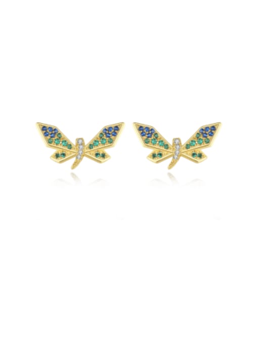BLING SU Brass Cubic Zirconia Dragonfly Minimalist Stud Earring 0