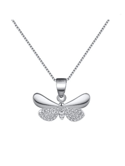 RINNTIN 925 Sterling Silver Cubic Zirconia Butterfly Minimalist Necklace